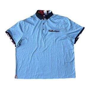 Au Noir Polo Shirt Mens 2X  Woven Jacquard Blue Short Sleeve
